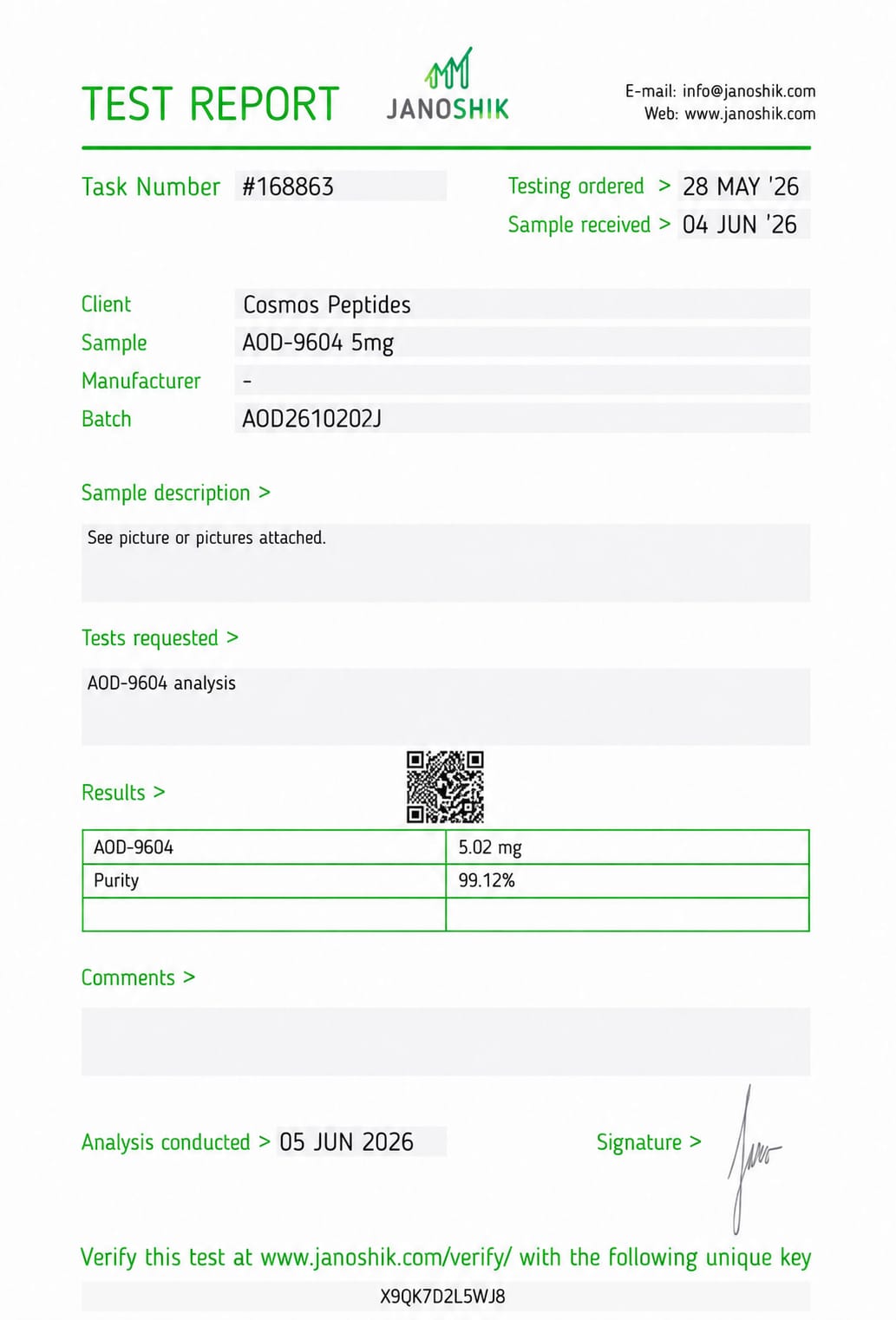 AOD-9604 lab test report